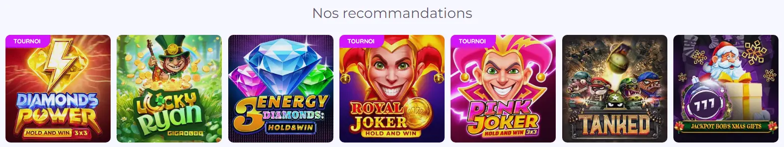 Nos recommandations au Jackpot Bob Casino